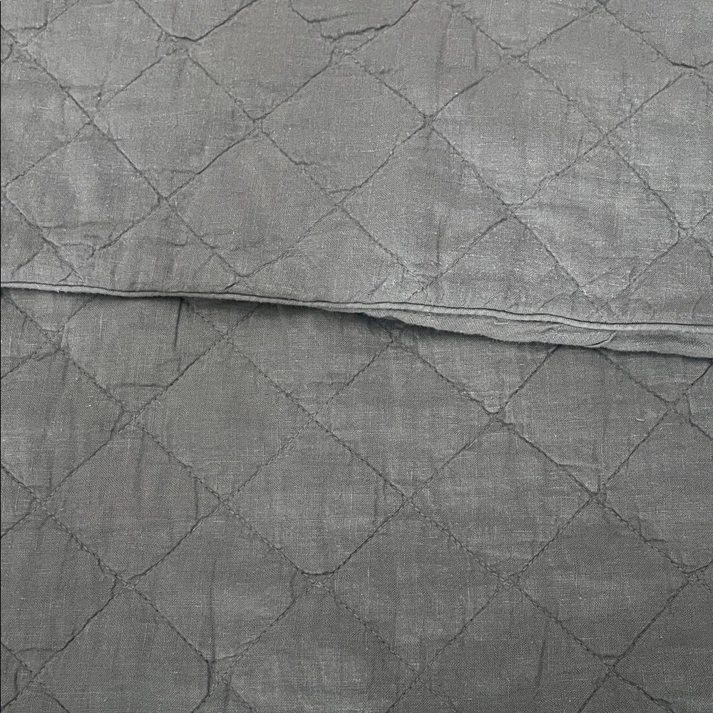 Restoration Hardware Gray Quilted Euro Pillow Set